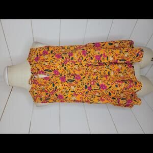 W5 small orange with pink floral babydoll blouse